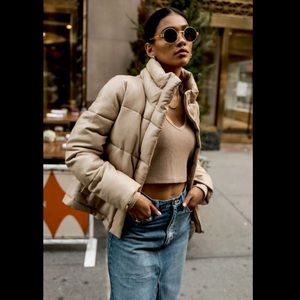 Seven 7 for all Mankind faux leather puffer jacket coat